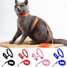Load image into Gallery viewer, Pet Cat Harness &amp; Leash Adjustable Cat Harness Breakaway Nylon Strap Collar with Leash Leads for Kitten Puppy Small Dogs Walking
