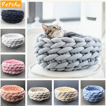 Load image into Gallery viewer, Petshy Handmade Knit Cat Beds Mats Warm Soft Small Dogs Kennel Puppy Kitten Cave Basket Sleeping Bag Detachable DIY Pet House
